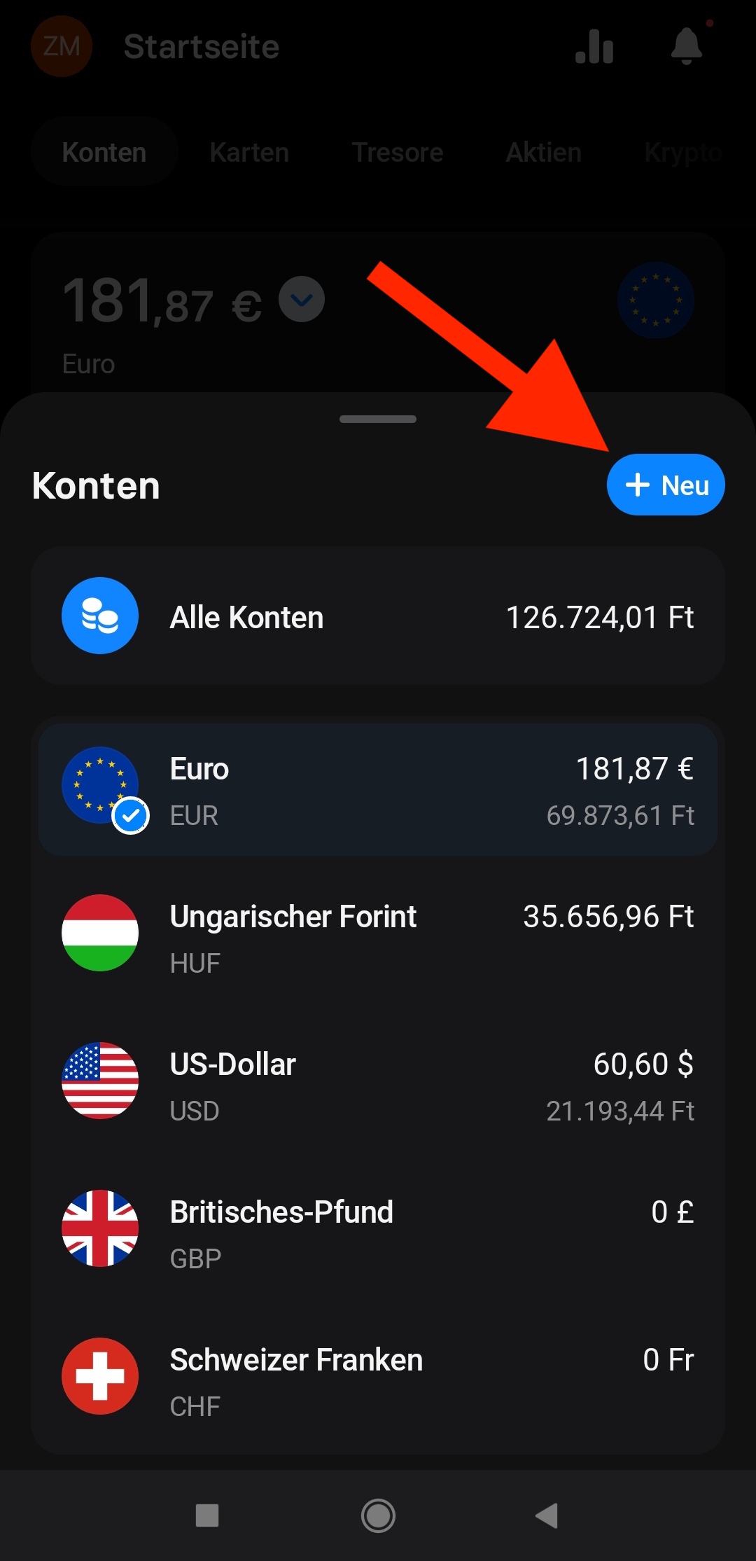 Revolut Fremdwährungskonto erstellen