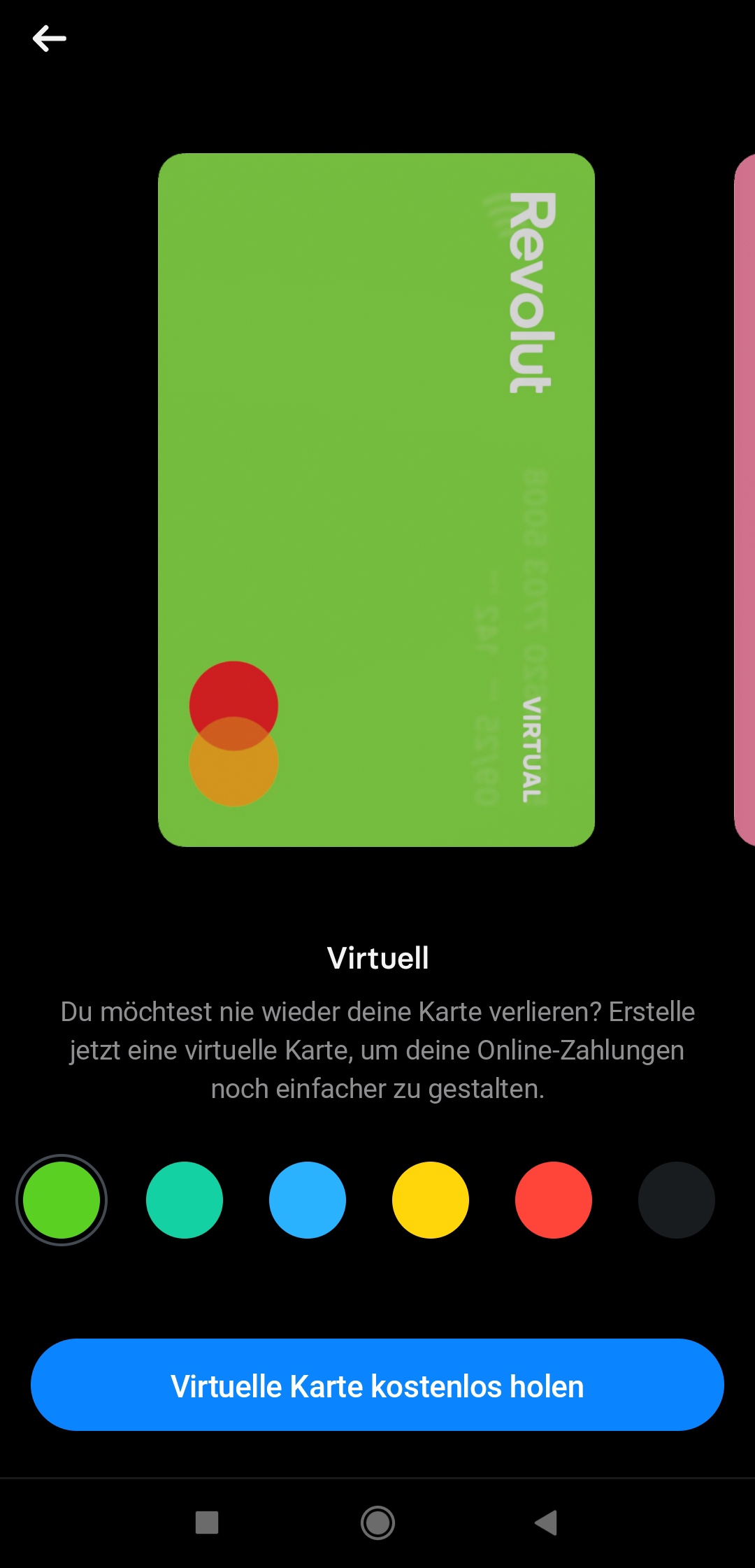 Revolut virtuelle Karte für mehrfachen Einsatz