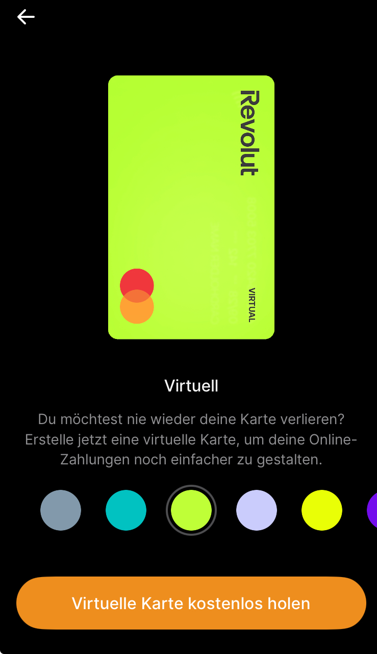 Revolut virtuelle Karte