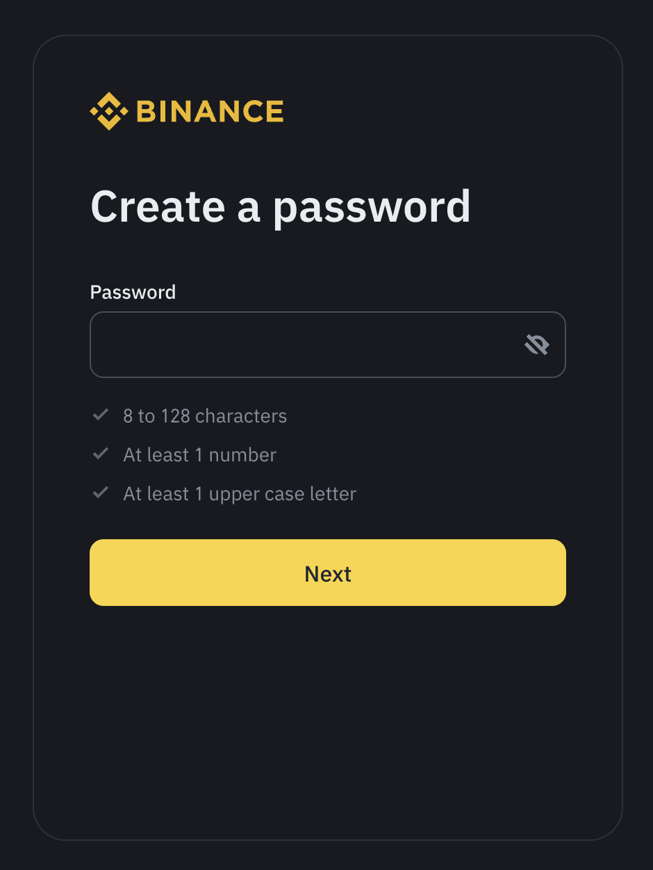 binance konto passwort eingabe