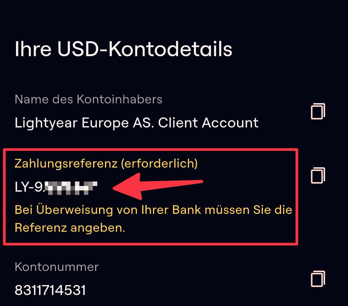 Lightyear Online-Broker: Alles, was du wissen musst! (2025) 6 Lightyear USD Zahlungsreferenz